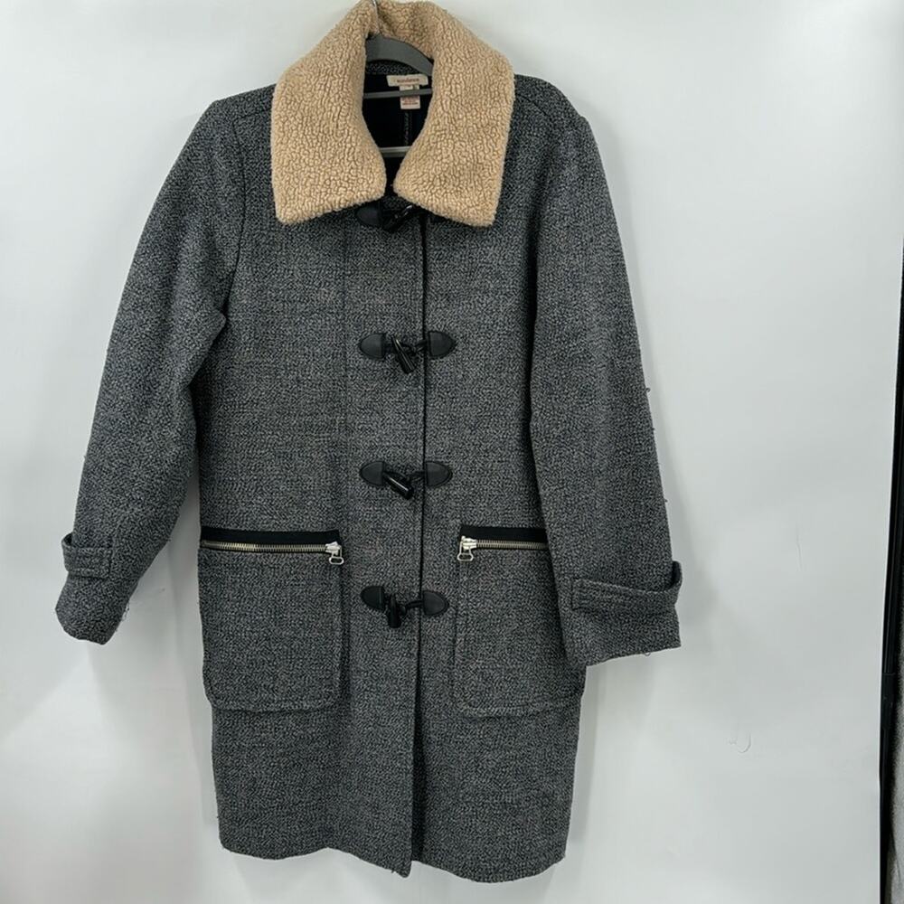 Sundance Catalog long toggle with shearling tweed coat